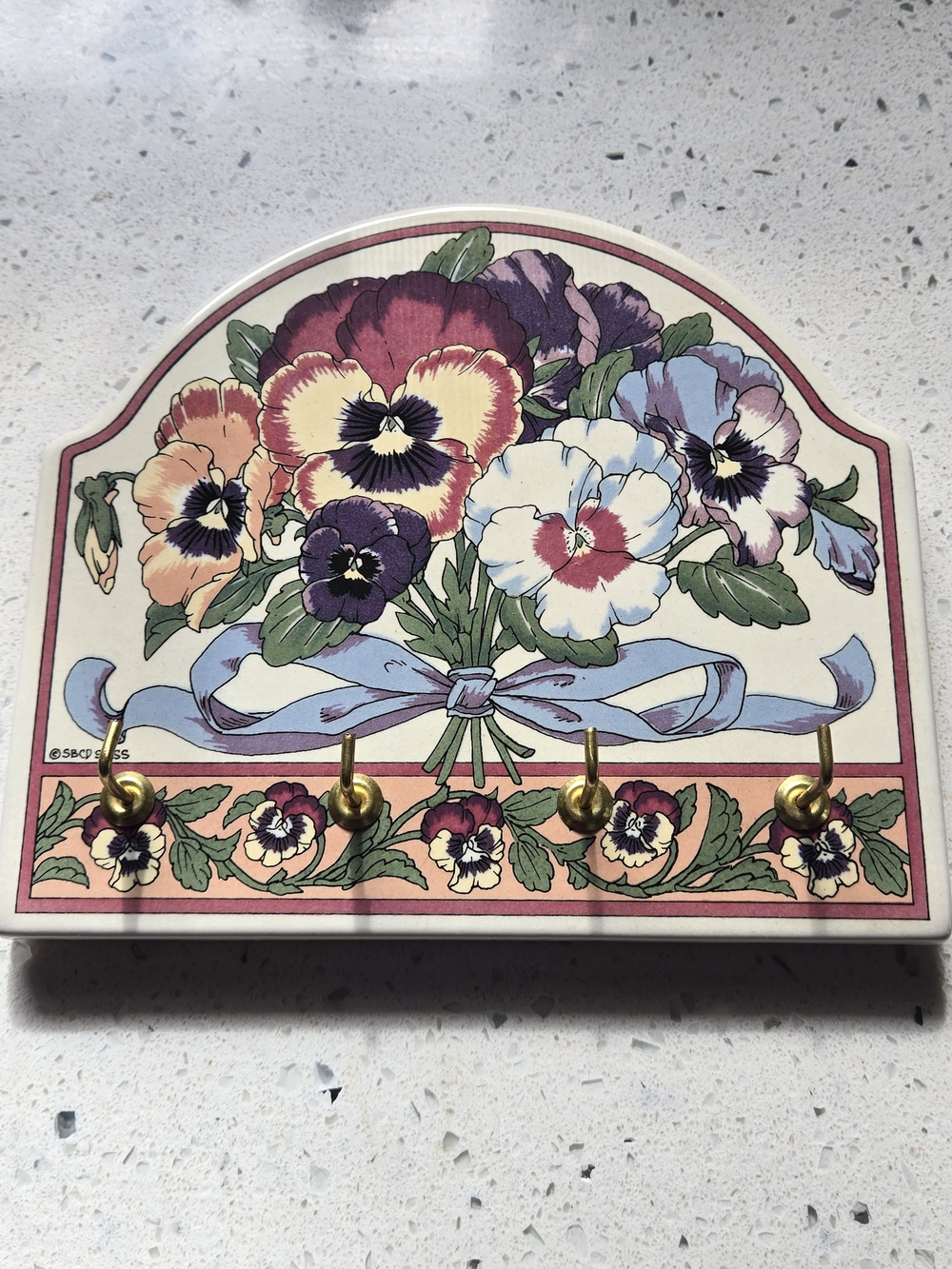 Vintage Santa Barbara Ceramic Design Floral Key Rack